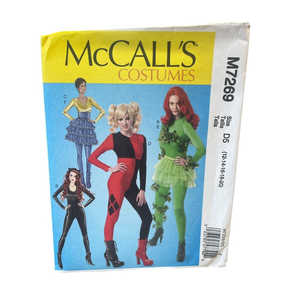 McCall's M7269 Costumes Harley Quinn Poison Ivy Catwoman D5 (12-20) UNCUT